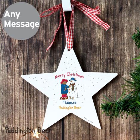 Personalised Paddington Bear Christmas Wooden Star Decoration Extra Image 2